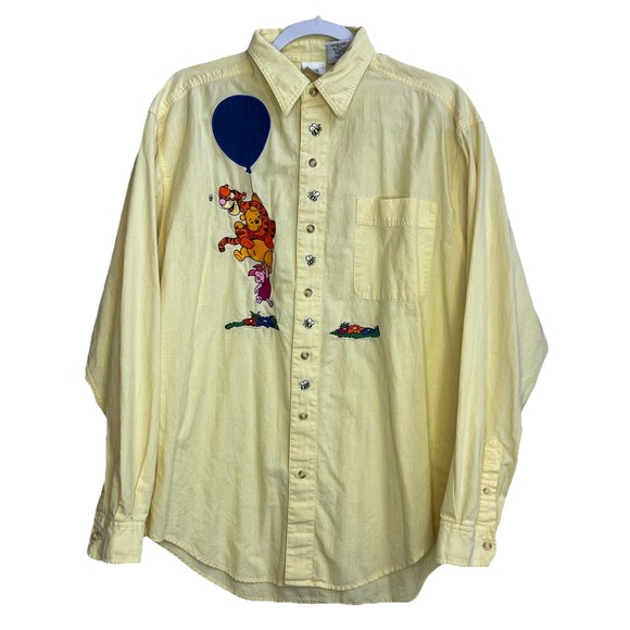 Disney  Winnie The Pooh Ladies Embroidered Button Shirt Sz Medium M Vintage‎ - Picture 1 of 10